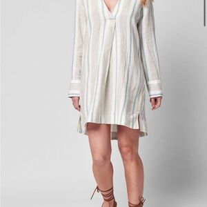 NWT faherty Luciano Beach tunic Striped V-Neck Dress Linen small